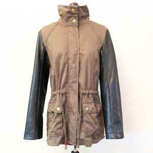 Iris | Utility Jacket w/ Faux Leather Sleeves